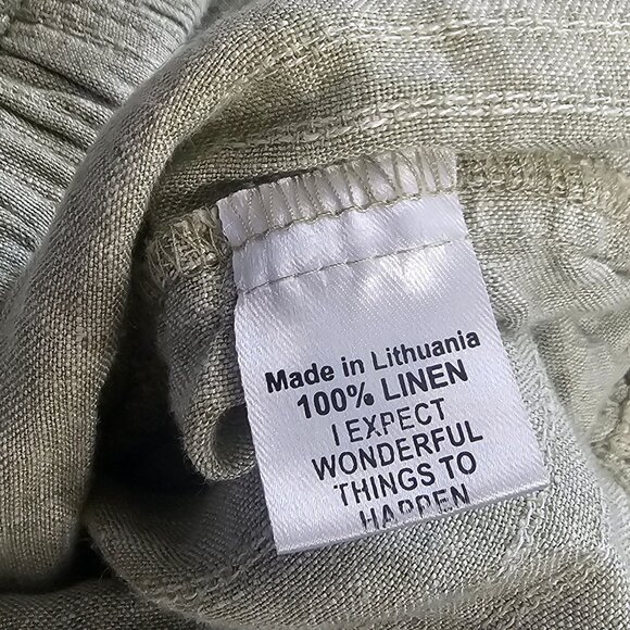 FLAX Womens High Rise 100% Linen Wide Leg, Cropped Pants, Green, Pockets, Size M - Picture 4 of 8